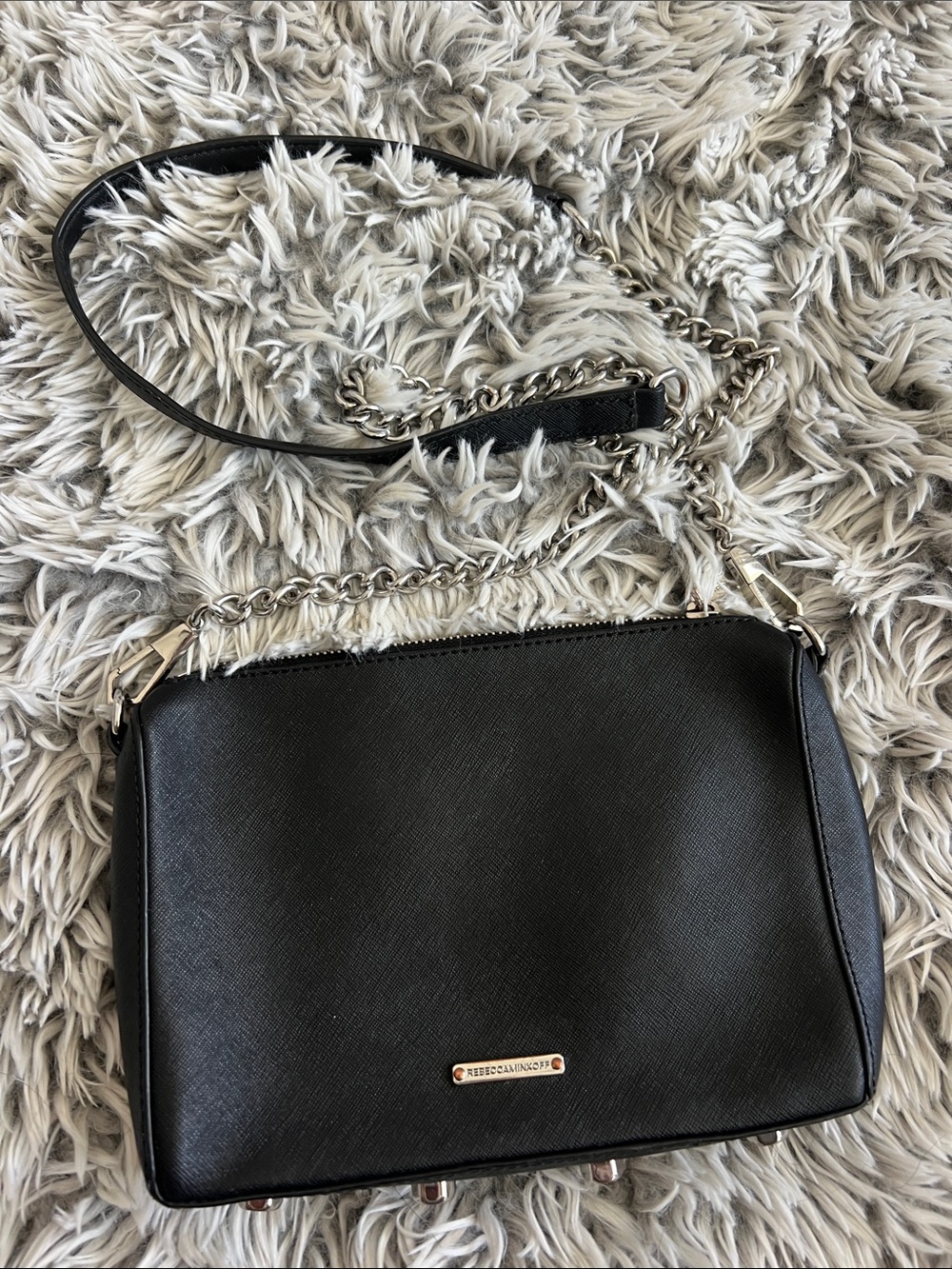 Rebecca Minkoff Black Crossbody with Silver Chain Strap
